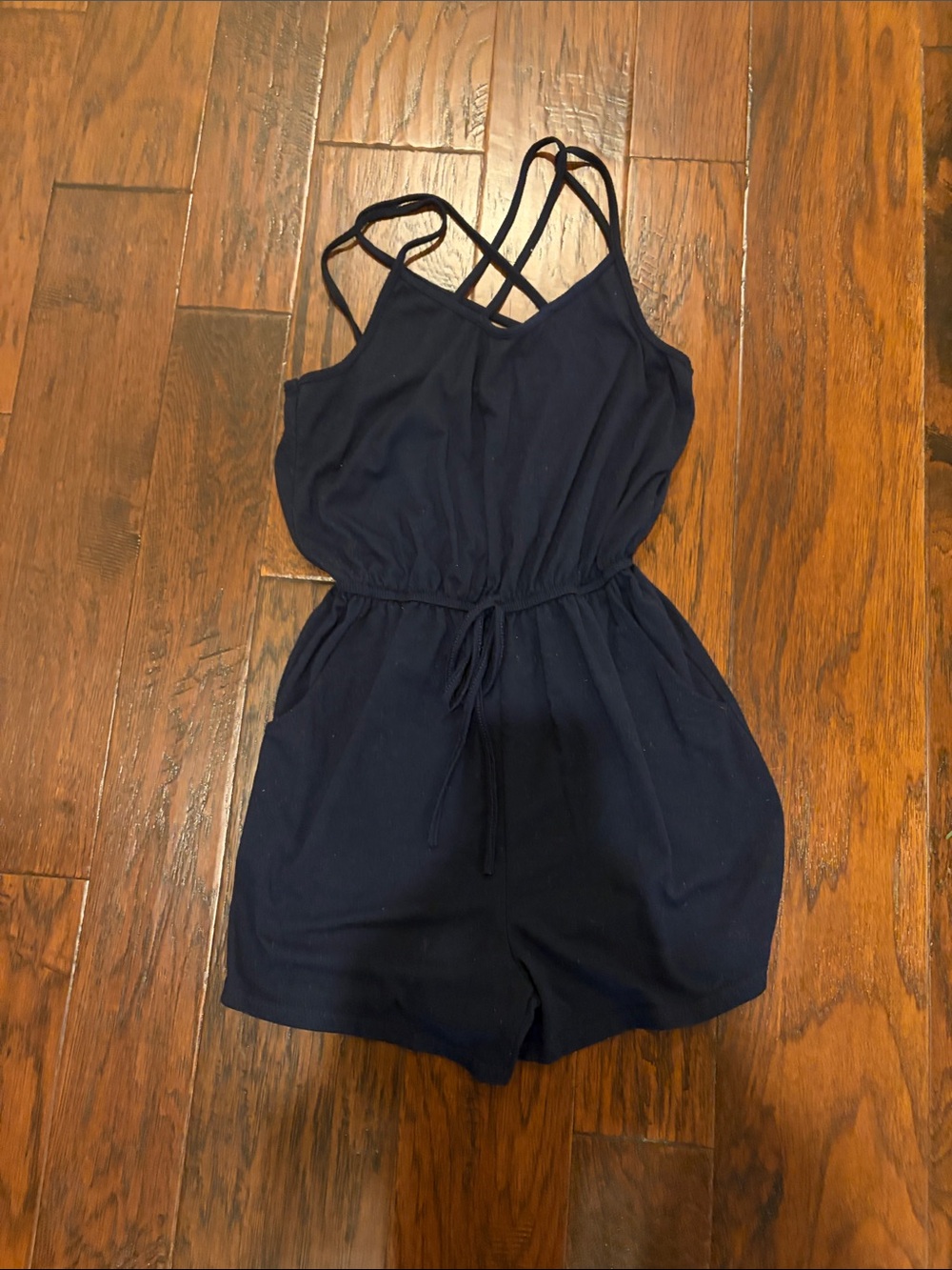 SHEIN Navy Crisscross Strap Romper